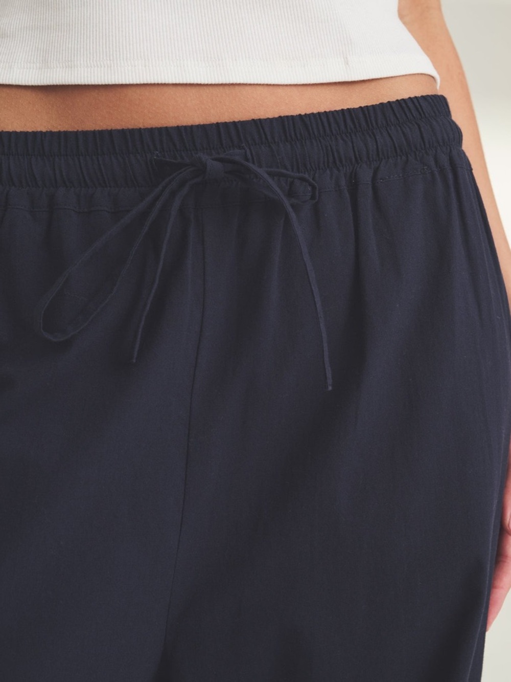 NAADAM Organic Cotton Drawstring Pants Navy Blue Wide Leg Pull On Lightweight - Picture 12 of 15
